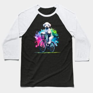 Watercolor Bedlington Terrier Biking Baseball T-Shirt